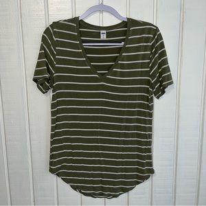 Old Navy Green Striped Luxe Tee